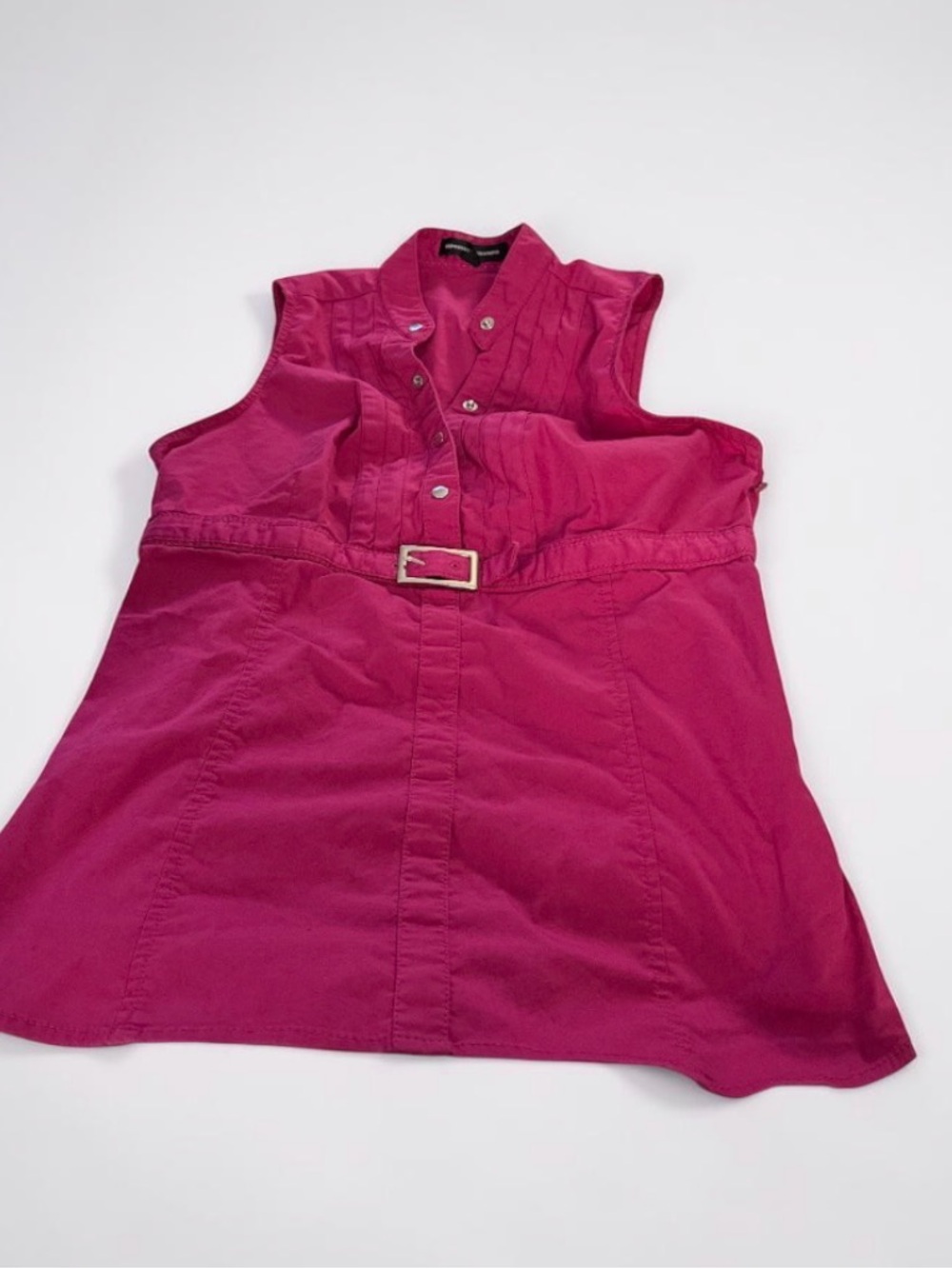 Y2K Express Studio  Sleeveless Belted Tunic Top in Bright Pink